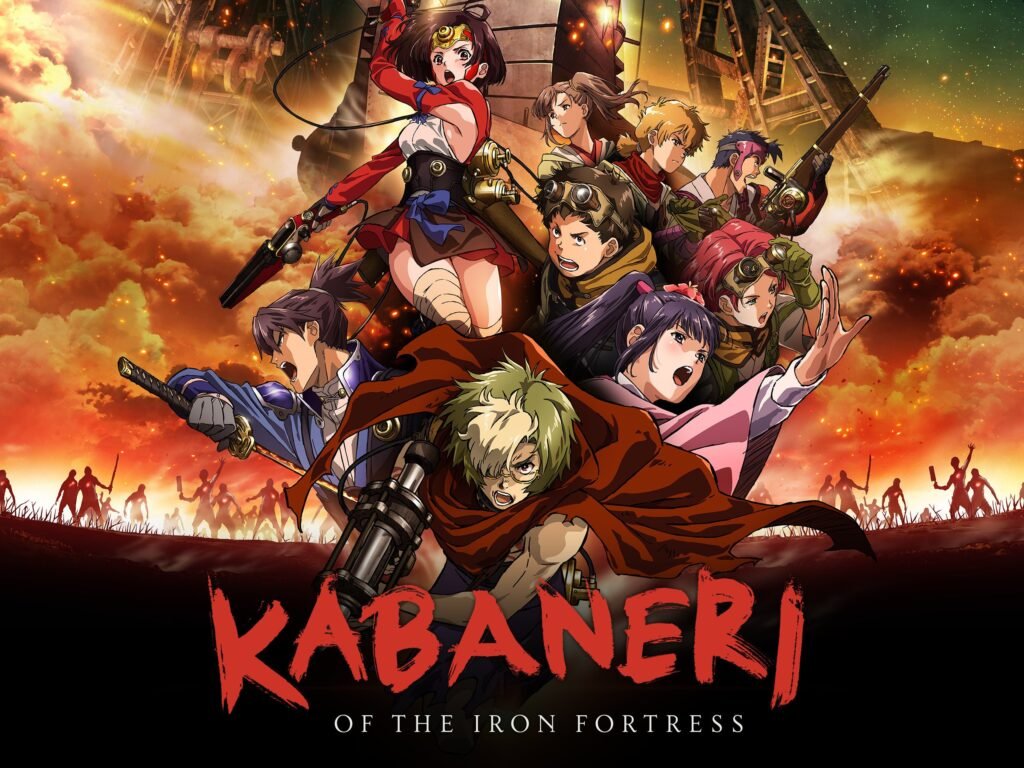 Kabaneri of the iron Fortress. Anime; 12 episodios (8 de abril de 2016). Película parte 1; 107 minutos (31 de diciembre de 2016). Película parte 2; 104 minutos (7 de enero de 2017). 3ra película; 82 minutos (10 de mayo de 2019), licenciado por Netflix y Amazon.
